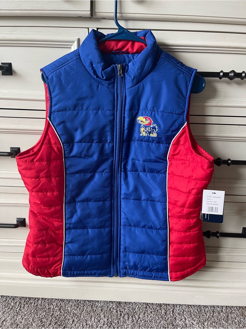 University of Kansas Blue & Red Quilted Vest